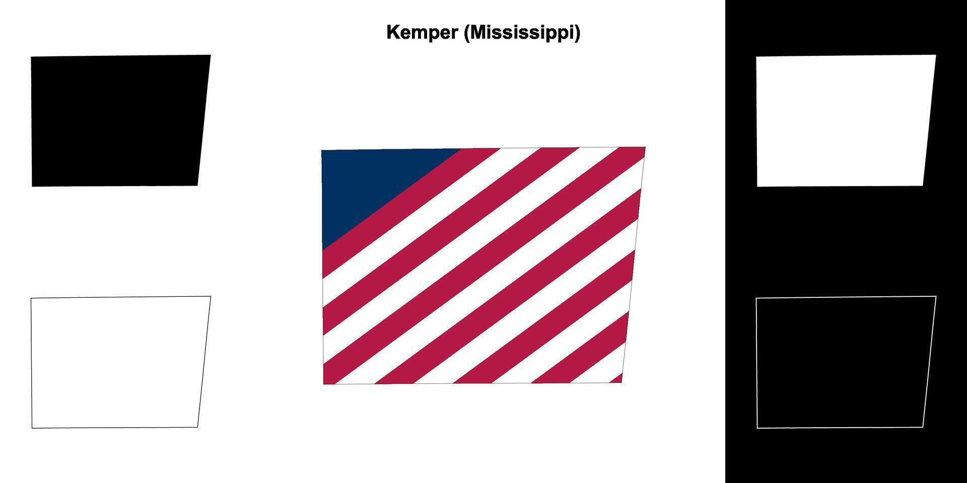 Kemper Bezirk, Mississippi Gliederung Karte einstellen vektor