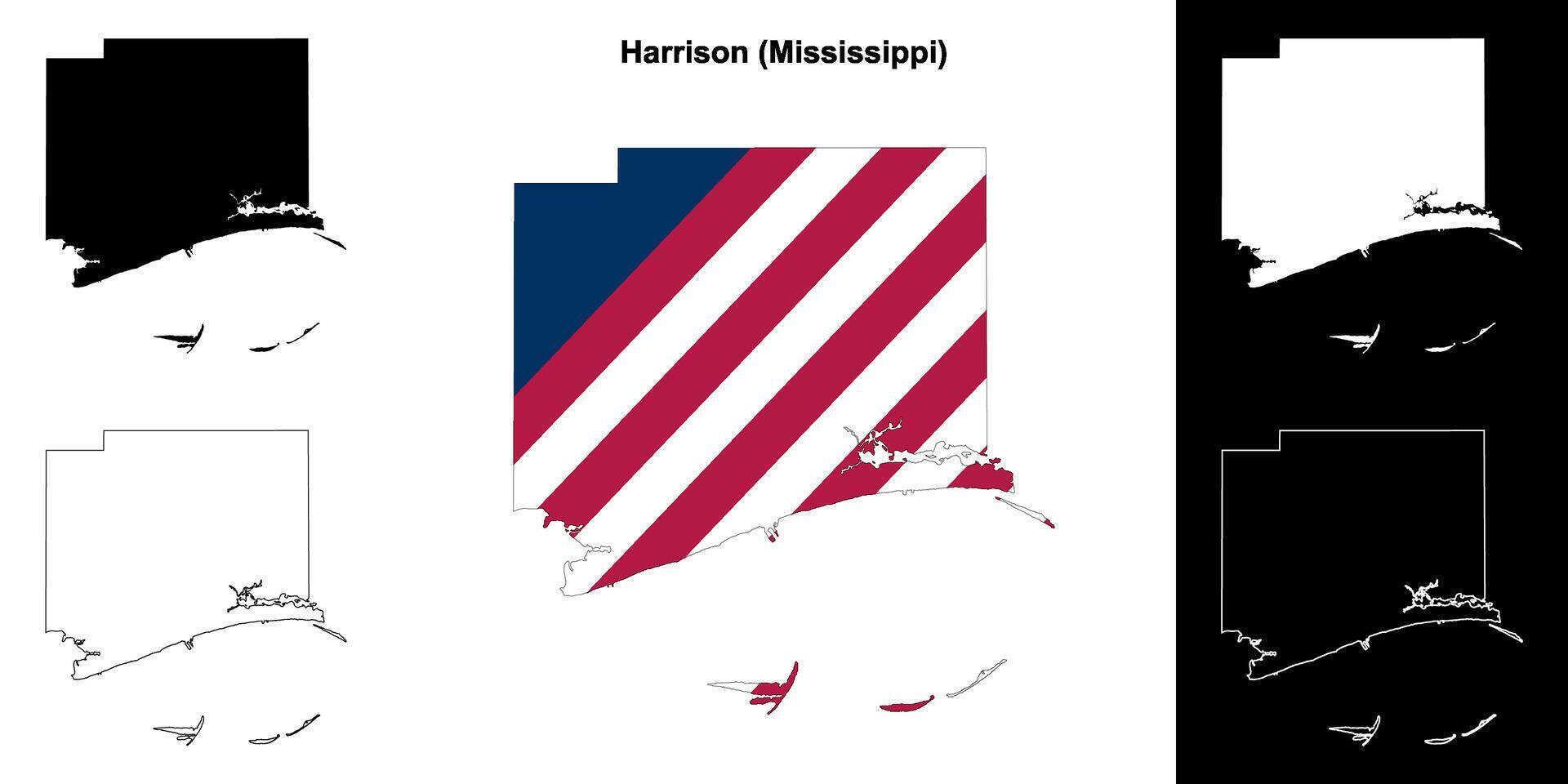 Harrison Bezirk, Mississippi Gliederung Karte einstellen vektor