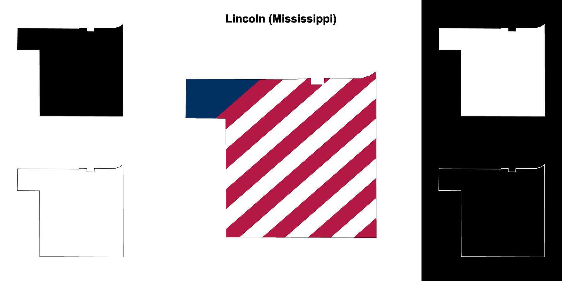 Lincoln Bezirk, Mississippi Gliederung Karte einstellen vektor