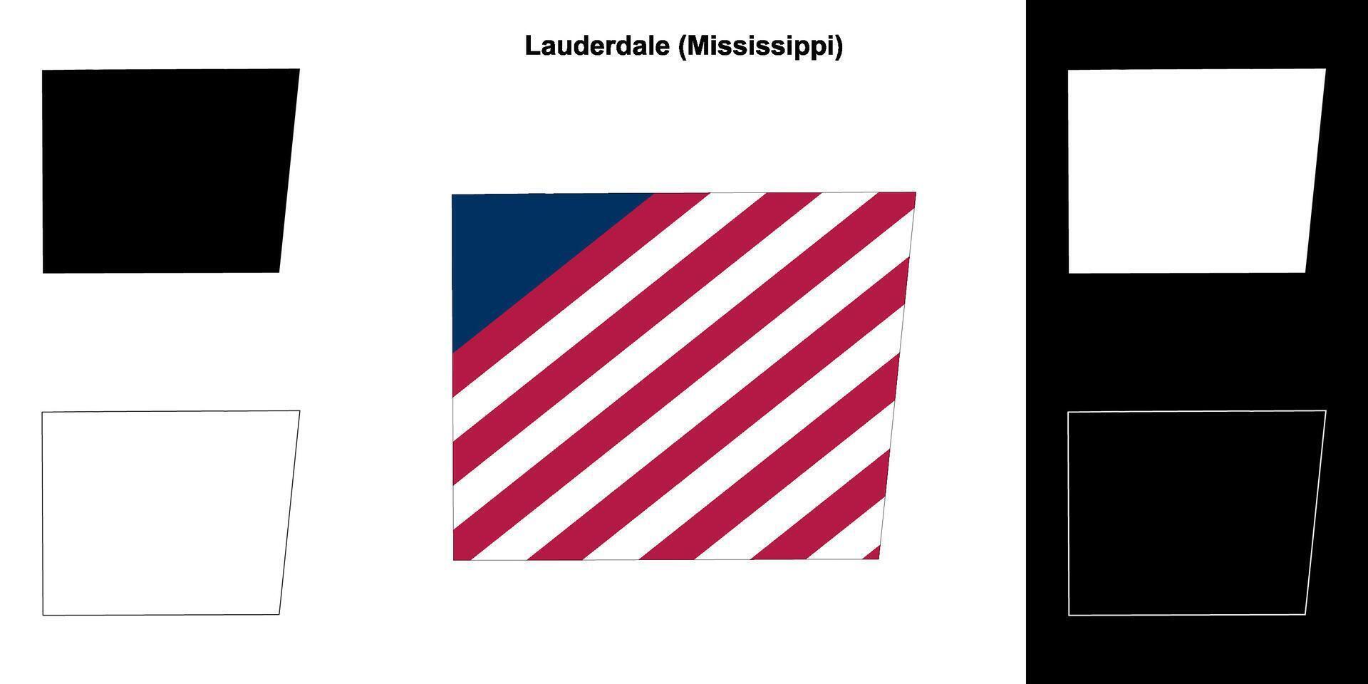 Lauderdale Bezirk, Mississippi Gliederung Karte einstellen vektor