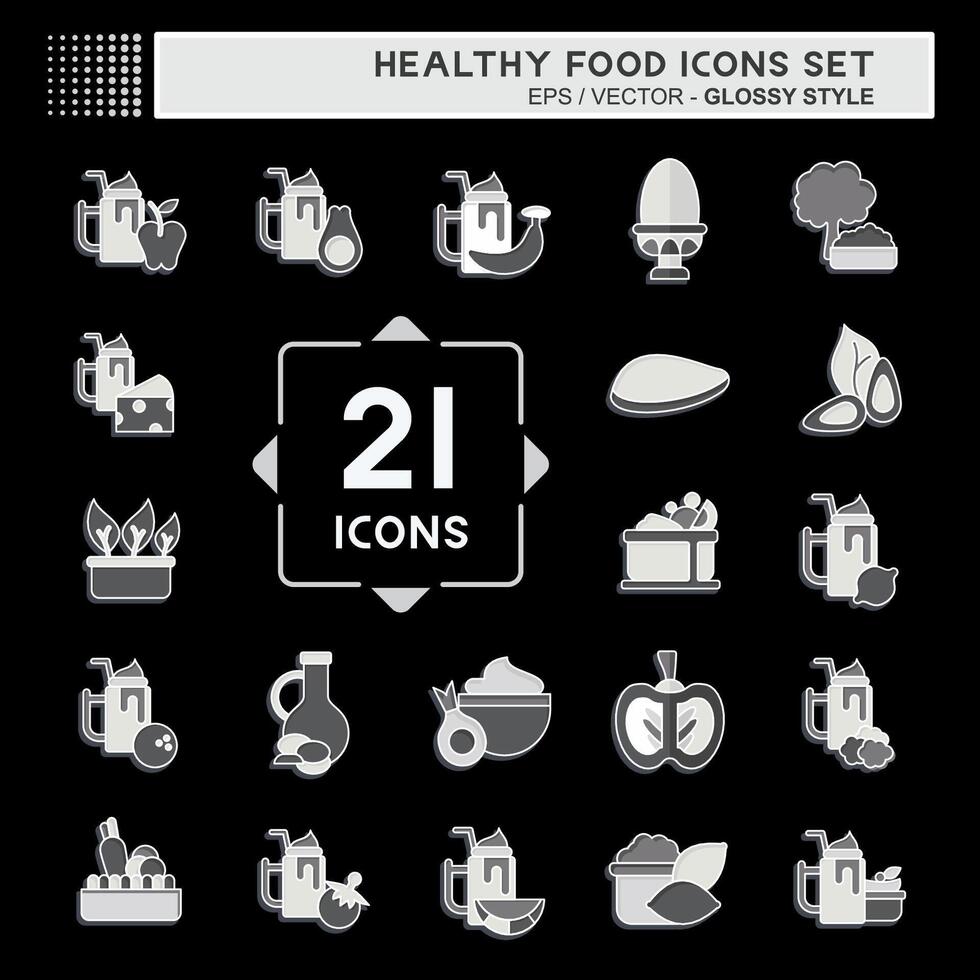 ikon uppsättning friska mat. relaterad till frukt symbol. glansig stil. enkel design illustration vektor