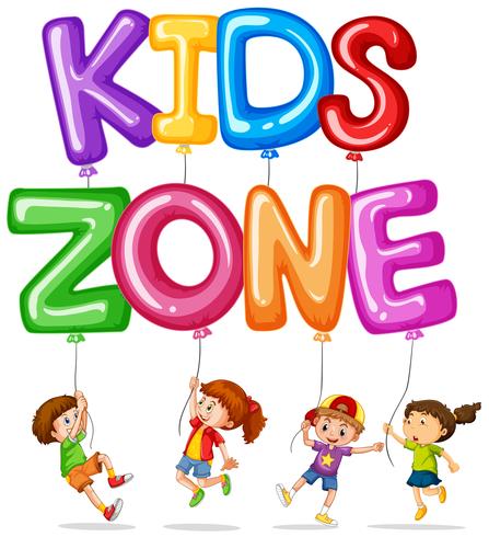 Kinderzone mit glücklichen Kindern und Ballons vektor