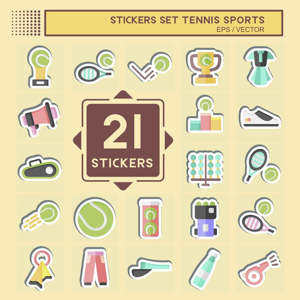 Aufkleber einstellen Tennis Sport. verbunden zu Hobby Symbol. einfach Design Illustration vektor