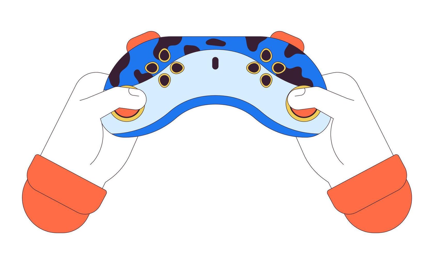 innehav gamepad linjär tecknad serie karaktär händer illustration. spel kontrollant knappar brådskande översikt 2d bild, vit bakgrund. spel grej. bärande joystick redigerbar platt Färg ClipArt vektor