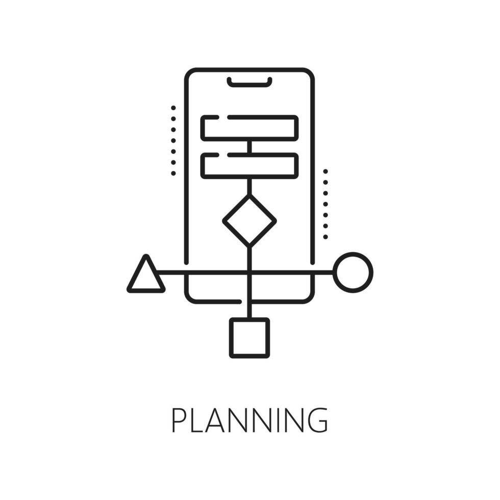 Planung, Netz App sich entwickeln und Optimierung Symbol vektor