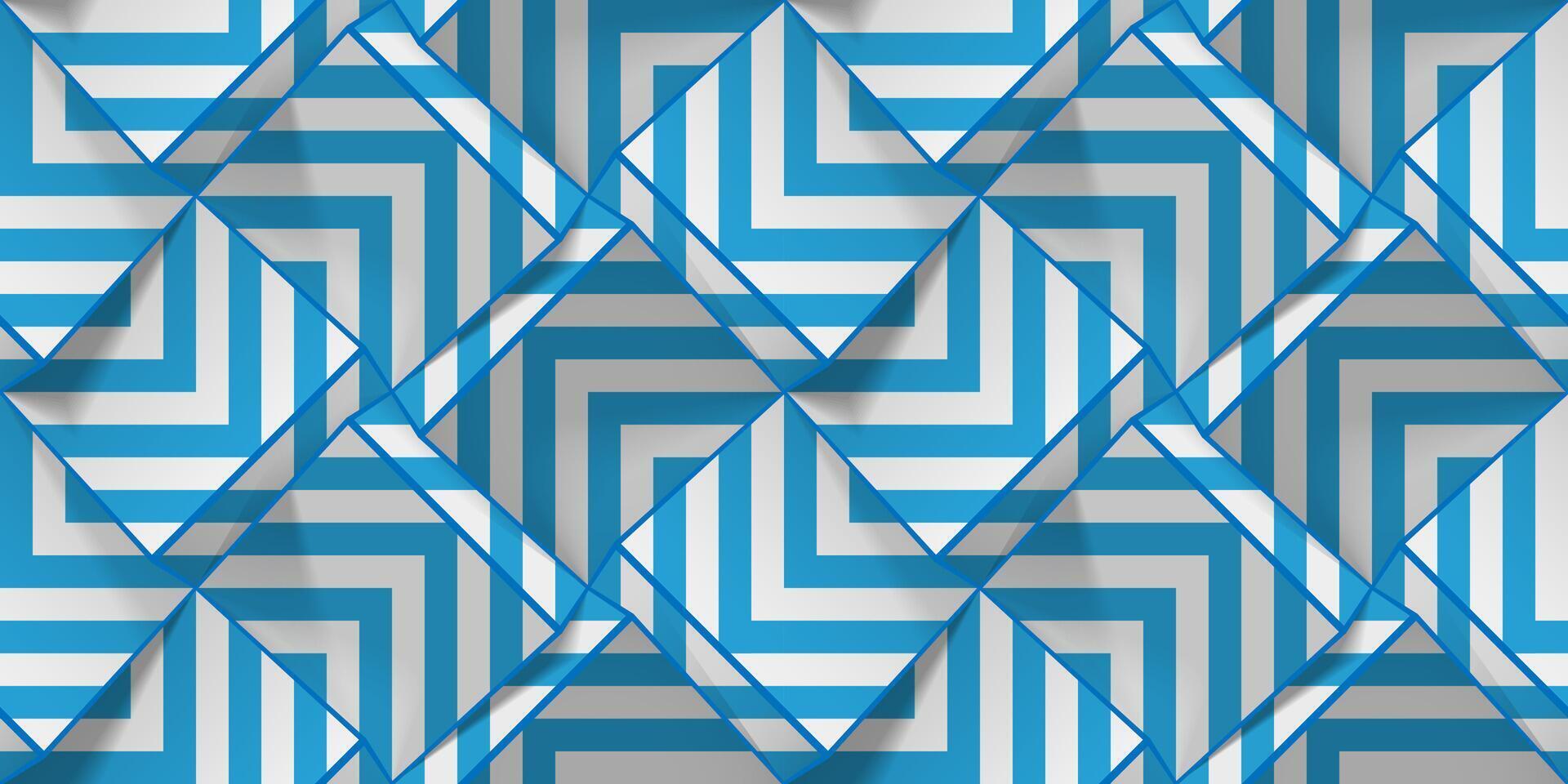 ljus färgad sömlös geometrisk mönster med blå remsor. realistisk volym kuber. mall för tapeter, textil, tyg, omslag papper, bakgrunder. abstrakt textur med pressa ut effekt. vektor