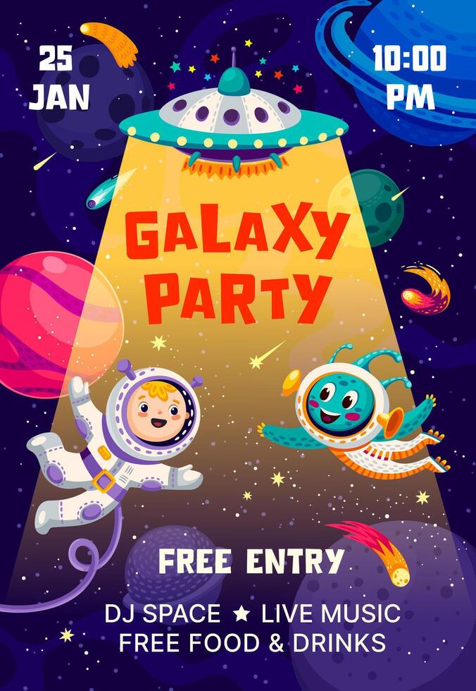 Kinder Galaxis Raum Party Flyer, Einladung Poster vektor