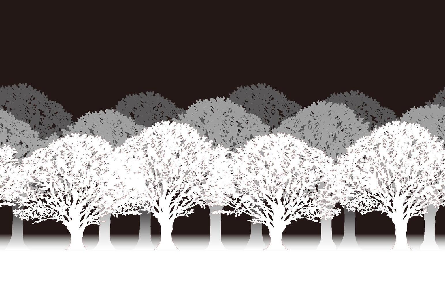 einfarbig nahtlos Wald Silhouette Illustration mit Text Raum. horizontal wiederholbar. vektor
