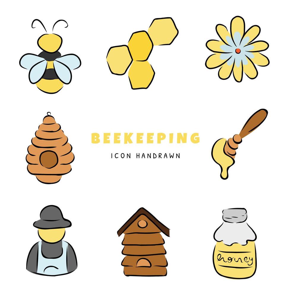 editierbar Bienenzucht Symbole zum Designer und Illustratoren vektor