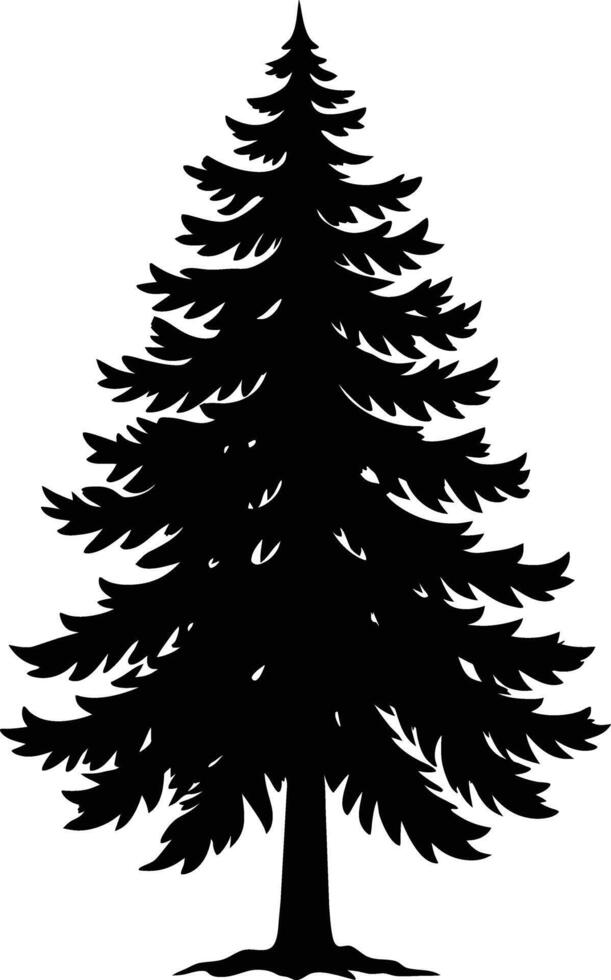 ein schwarz und Weiß Silhouette von ein Kiefer Baum vektor