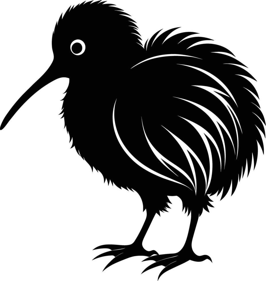 ein schwarz und Weiß Silhouette von ein Kiwi Vogel vektor