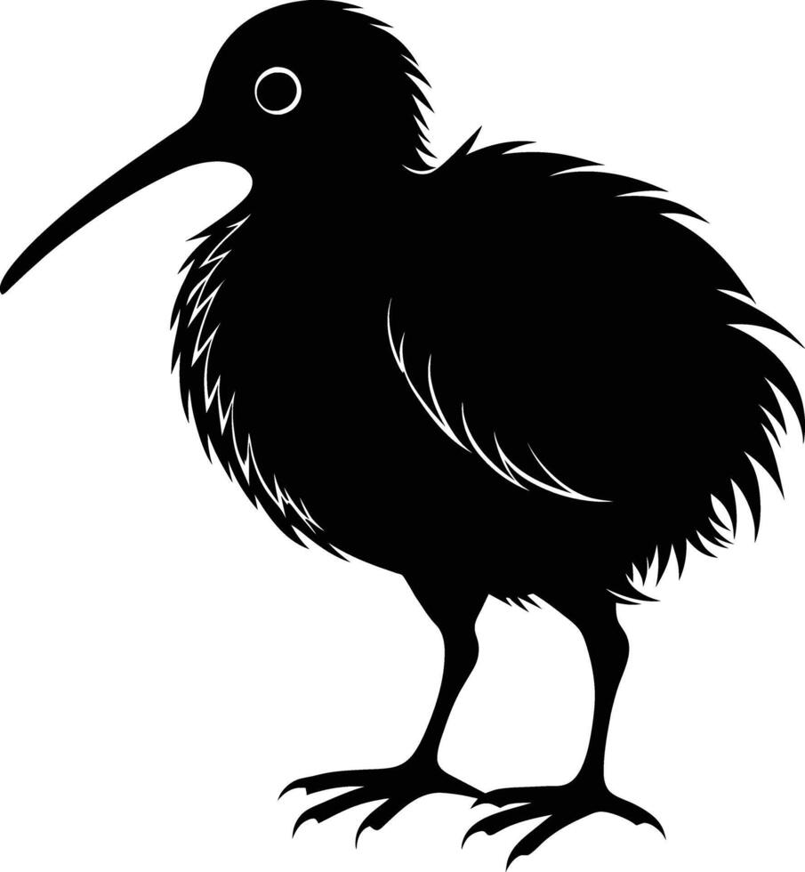 ein schwarz und Weiß Silhouette von ein Kiwi Vogel vektor