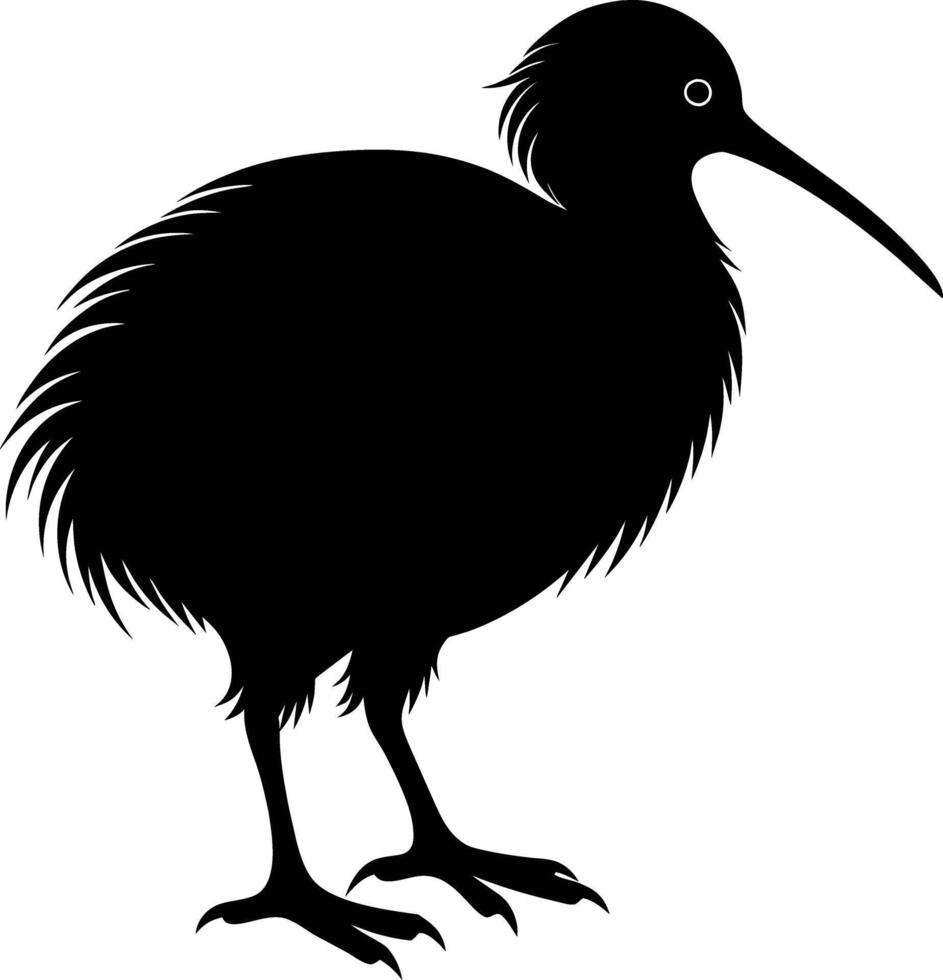 ein schwarz und Weiß Silhouette von ein Kiwi Vogel vektor