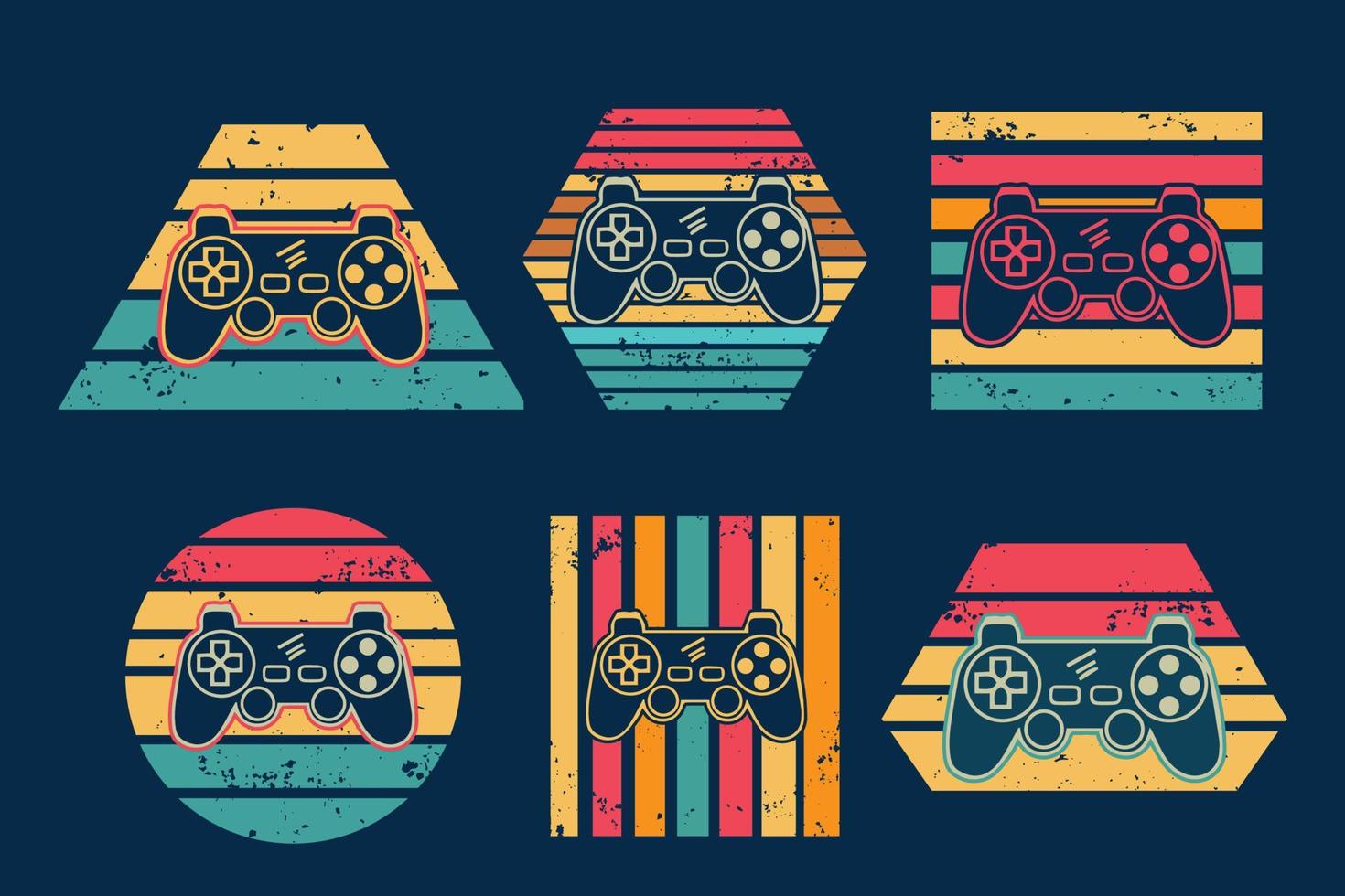gaming joystick med retro vintage bakgrund för t-shirt design vektor