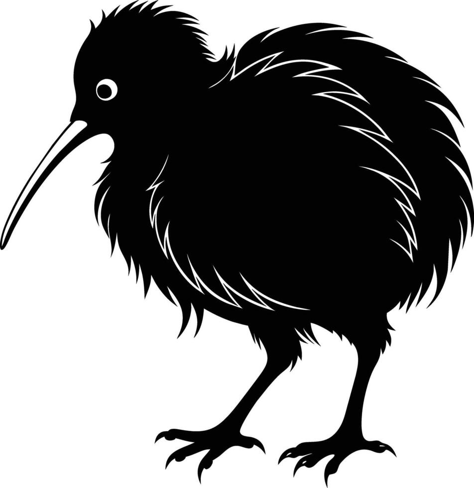 ein schwarz und Weiß Silhouette von ein Kiwi Vogel vektor