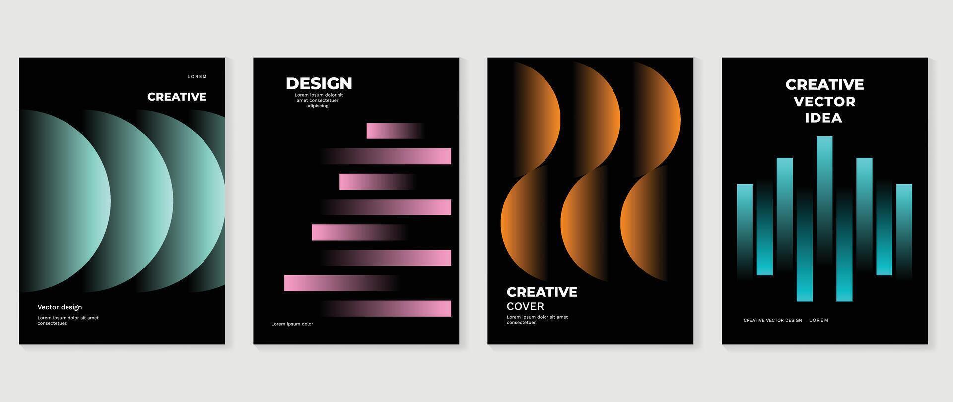 abstrakt Gradient Hintergrund Satz. minimalistisch Stil Startseite Vorlage mit beschwingt Perspektive 3d geometrisch Prisma Formen Sammlung. Ideal Design zum Sozial Medien, Poster, Abdeckung, Banner, Flyer. vektor