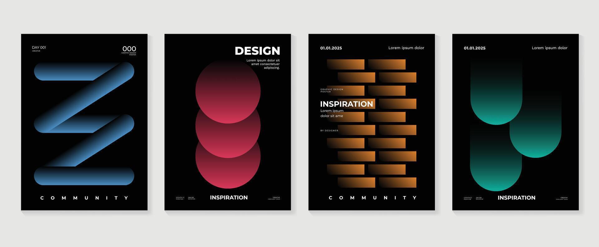 abstrakt Gradient Hintergrund Satz. minimalistisch Stil Startseite Vorlage mit beschwingt Perspektive 3d geometrisch Prisma Formen Sammlung. Ideal Design zum Sozial Medien, Poster, Abdeckung, Banner, Flyer. vektor