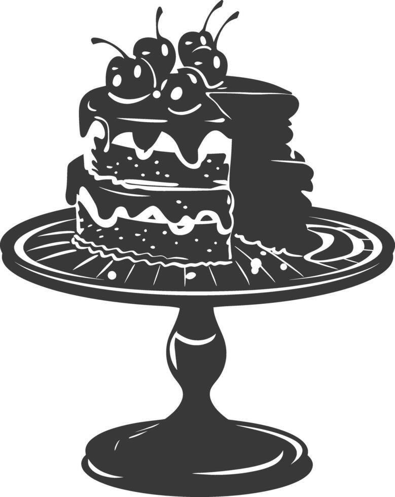 Silhouette Kuchen Teller schwarz Farbe nur voll vektor