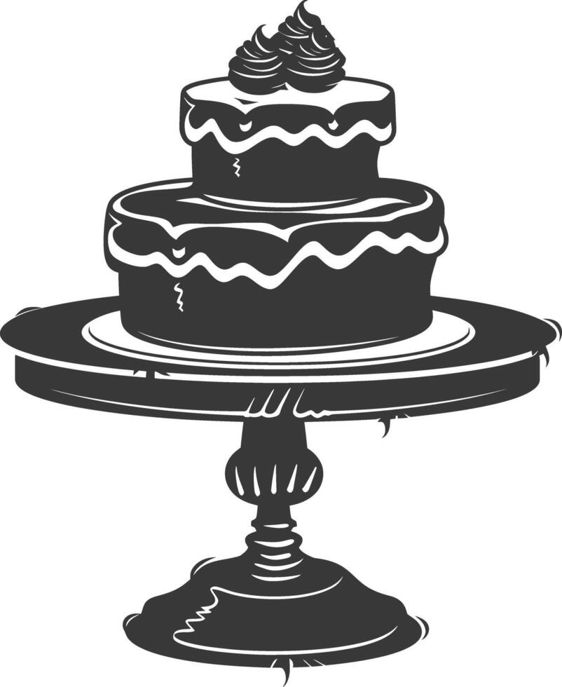 Silhouette Kuchen Teller schwarz Farbe nur voll vektor