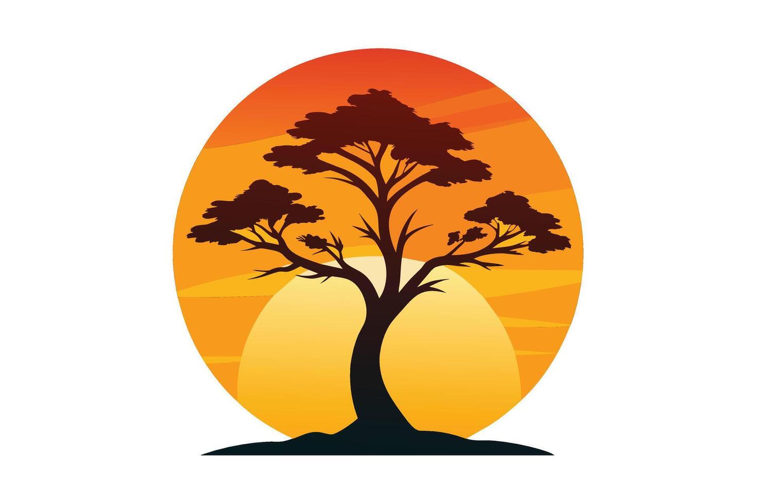 dynamisch Sonnenuntergang Baum Symbol minimalistisch Illustration vektor