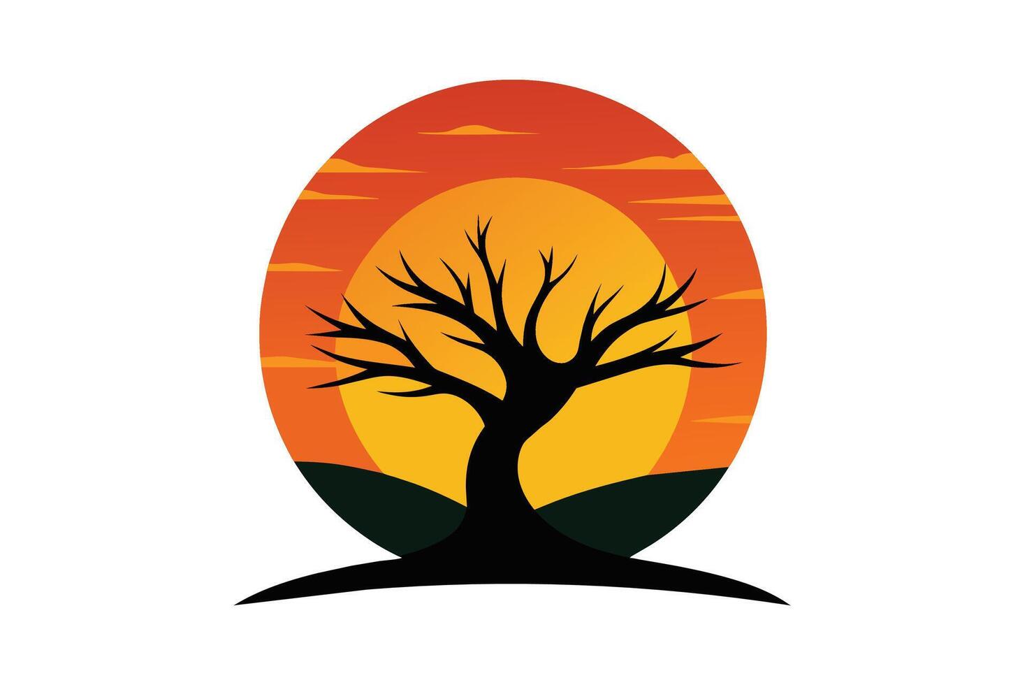 dynamisch Sonnenuntergang Baum Symbol minimalistisch Illustration vektor