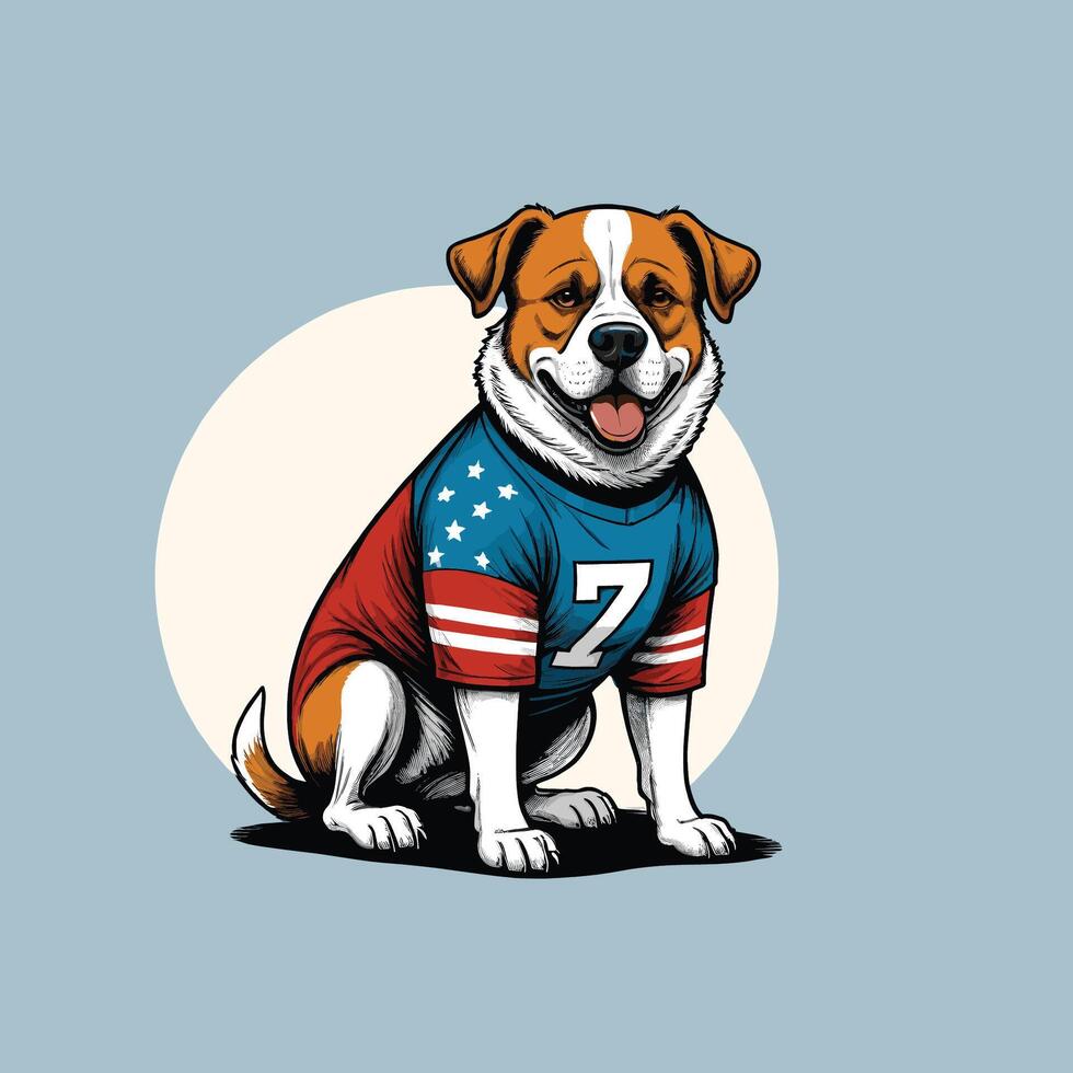 en hund bär amerikan fotboll jersey vektor