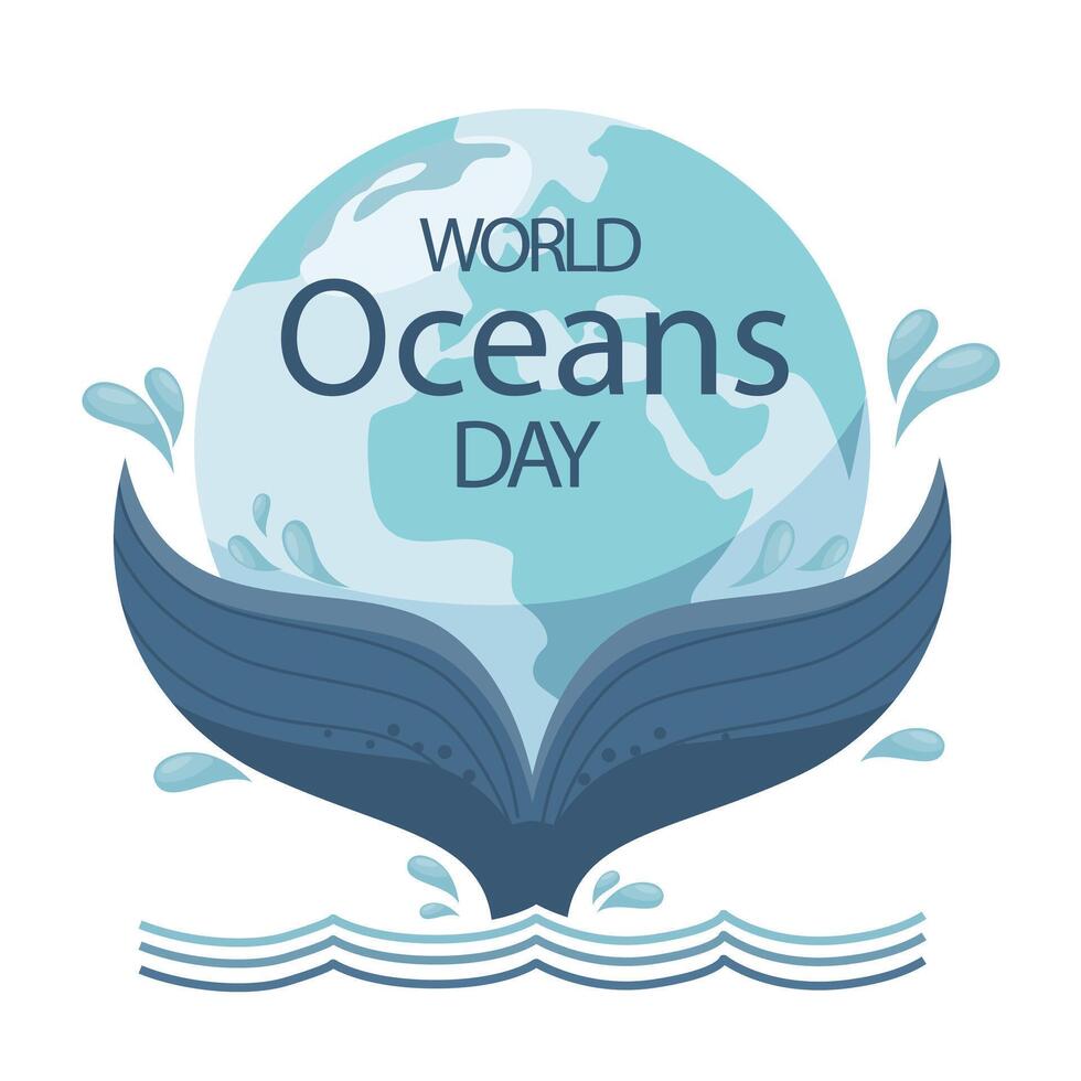 värld oceaner dag begrepp hjälp till skydda djur och de miljö under vattnet vektor