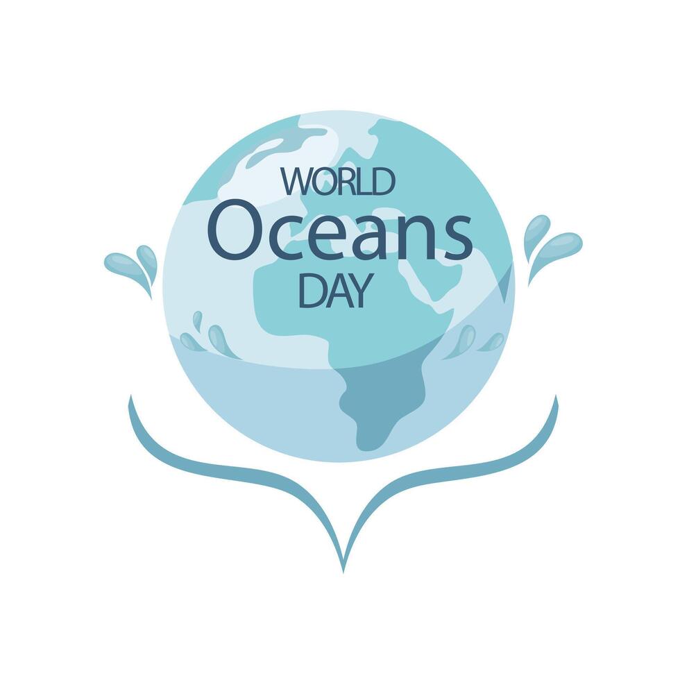 värld oceaner dag hand dragen stil vektor