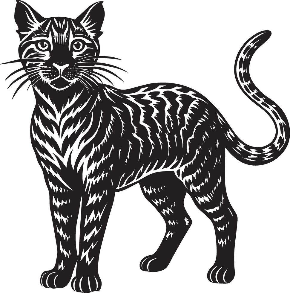 Stammes- Katze. schwarz und Weiß Illustration. vektor