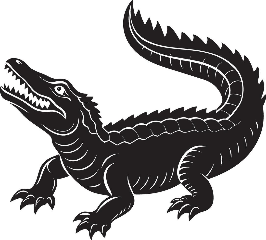 Krokodil - - schwarz und Weiß Illustration isoliert auf Weiß Hintergrund vektor