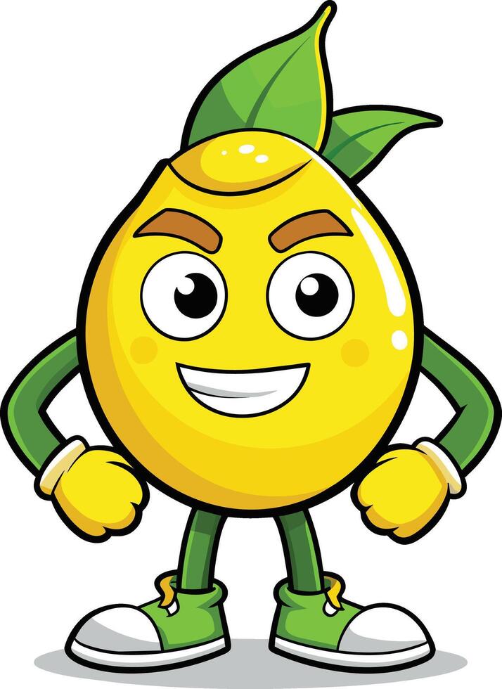 Zitrone Obst Charakter Karikatur Illustration. Zitrone Obst Maskottchen. vektor