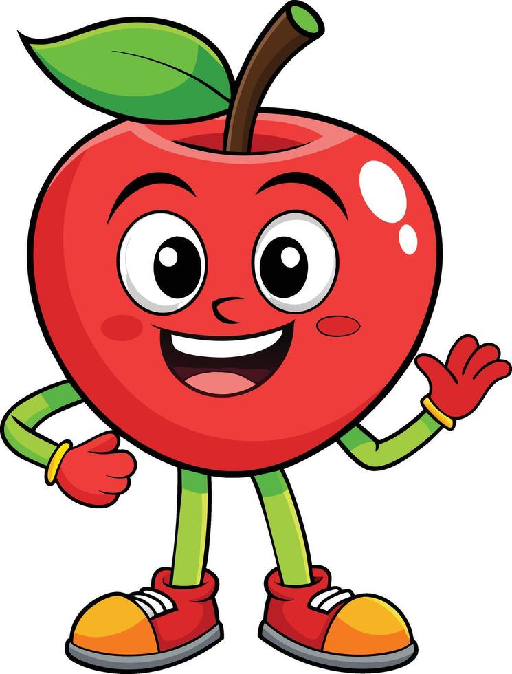 Apfel Obst Karikatur Charakter isoliert auf ein Weiß Hintergrund. Illustration. vektor