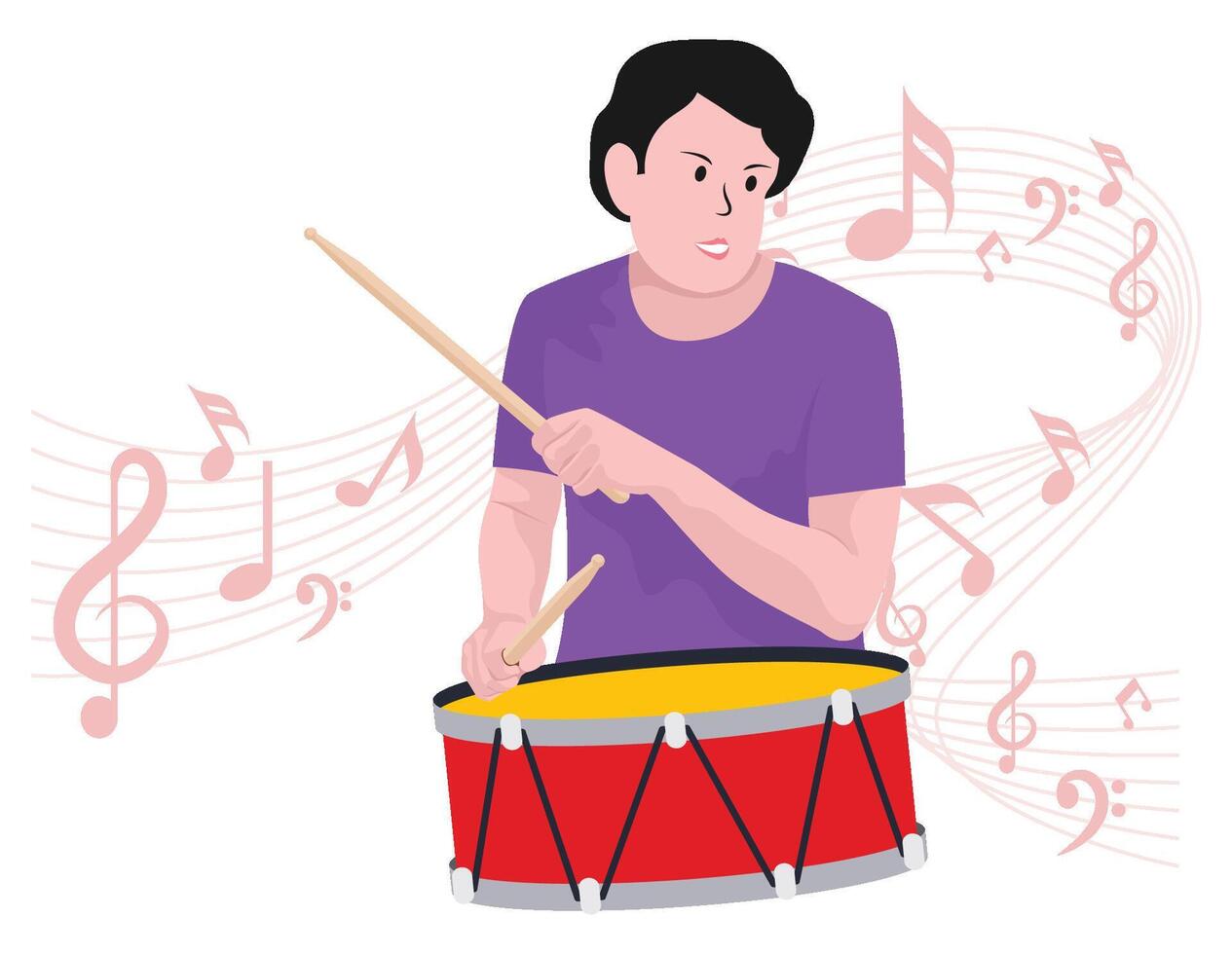 Junge spielen Trommel - - Musical Felsen Band Illustration vektor