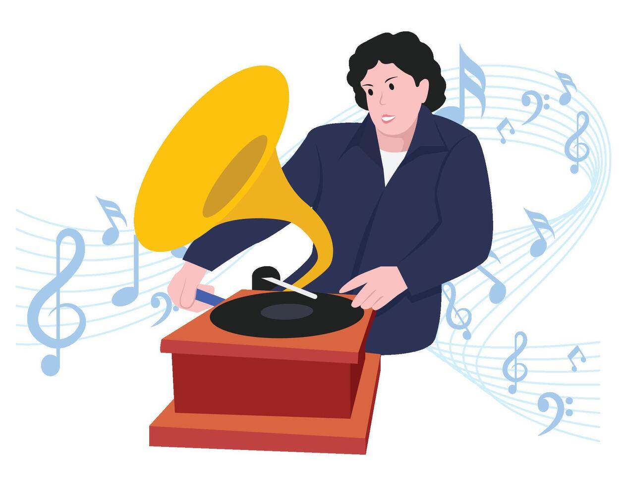 spielen Musik- auf Grammophon - - Musical Felsen Band Illustration vektor