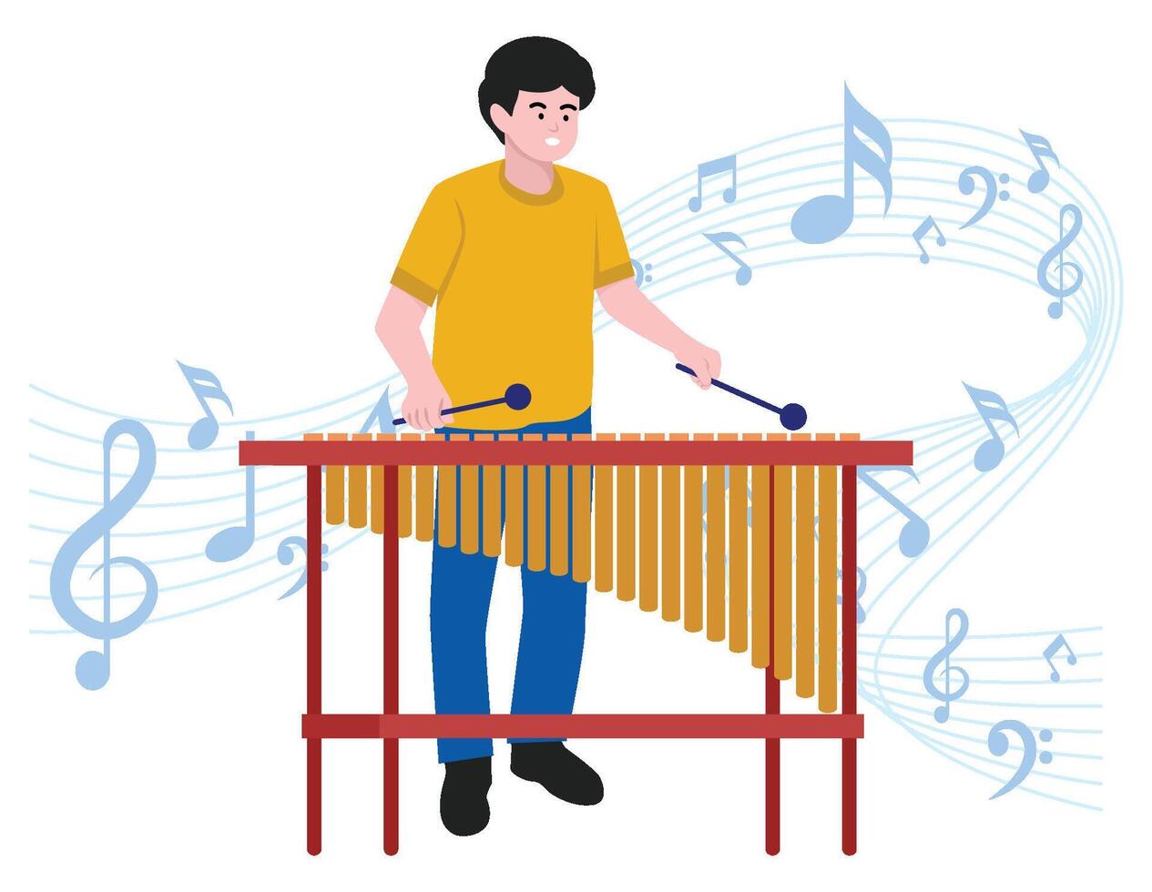Junge spielen Marimba - - Musical Felsen Band Illustration vektor