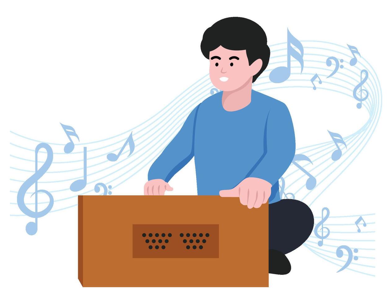 Junge spielen Harmonium - - Musical Felsen Band Illustration vektor