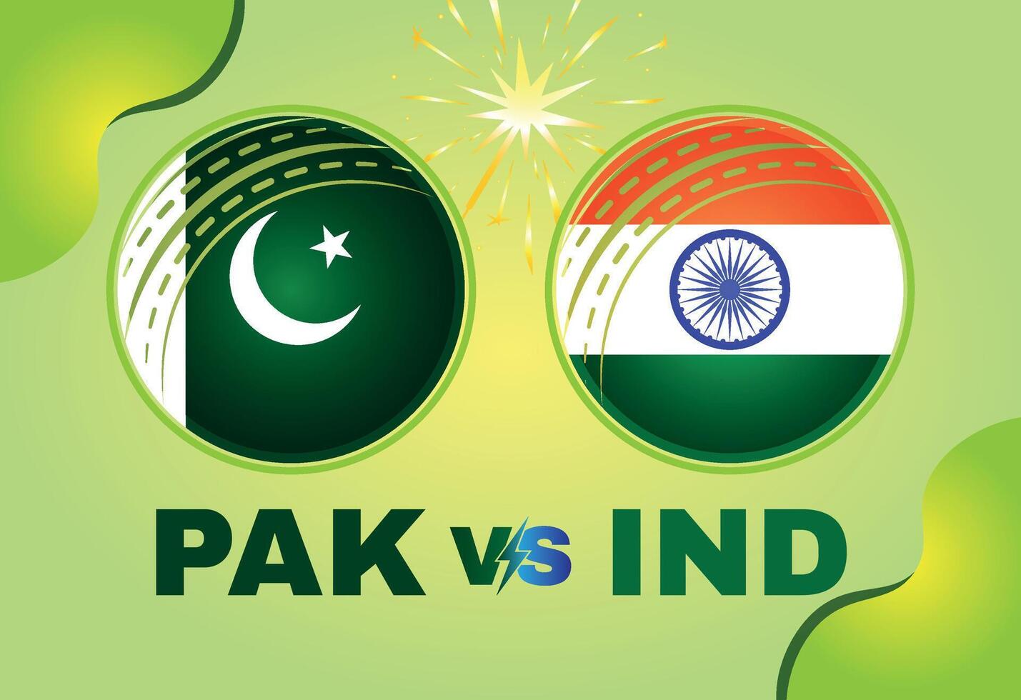 pakistan mot Indien cricket match begrepp med flagga och cricket boll. kreativ illustration av deltagare länder flaggor med lutning bakgrund. pakistan mot Indien cricket match social media posta. vektor