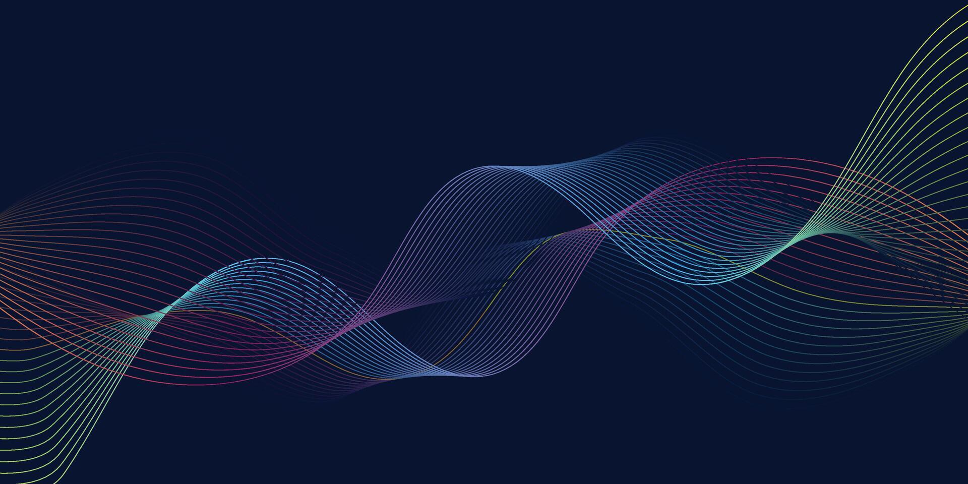 fließend Punkt Partikel Welle Muster Blau und Grün Gradient Licht isoliert auf ein schwarz Hintergrund, Konzept von ai Technologie, Wissenschaft, und Musik. vektor