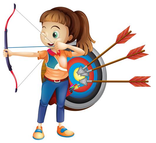 Ein Archer Girl mit weißem Hintergrund vektor