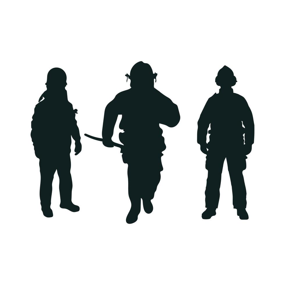 Feuerwehrmann schwarz Silhouette vektor