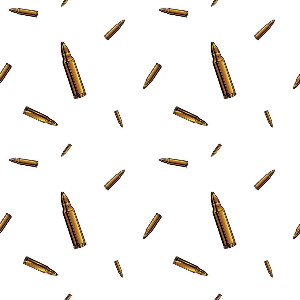 upprepad kulor, guld ammunition sömlös mönster bakgrund. vektor