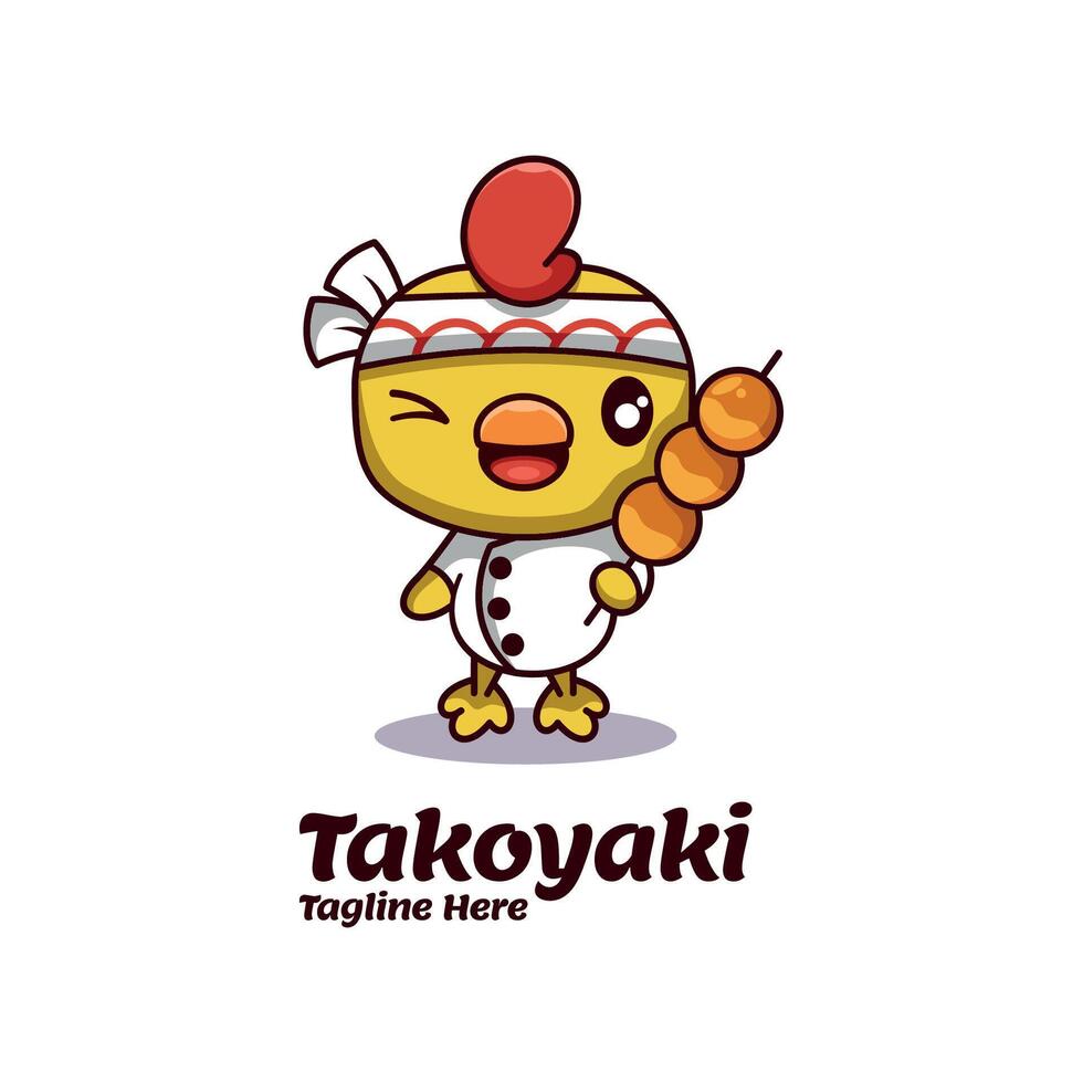 takoyaki maskot logotyp design illustration vektor