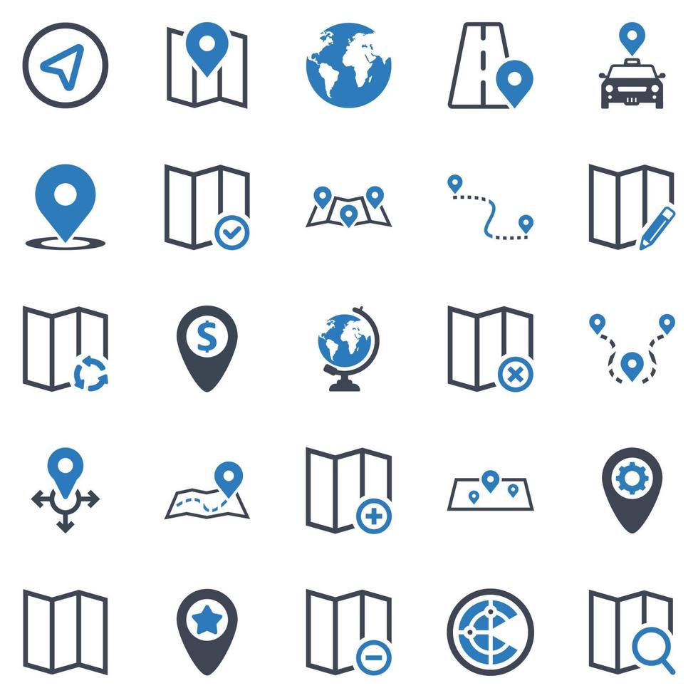 Standort-Icon-Set - Vektor-Illustration. Standort, Karte, GPS, Ort, Adresse, Navigation, Zeiger, Richtung, Symbole . vektor