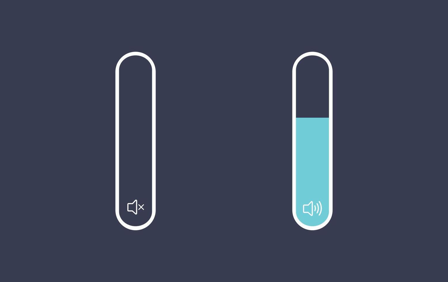 Handy, Mobiltelefon Volumen oben Nieder Schieberegler Bar Symbol. Klang Volumen Niveau Steuerung auf aus stumm Taste. Lautsprecher Klang Rahmen Steuerung Tafel, Wiedergabe Musik- Audio- scrollen Schieberegler. vektor