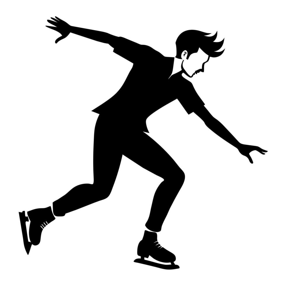 en man skridskoåkning svart Färg silhuett vektor