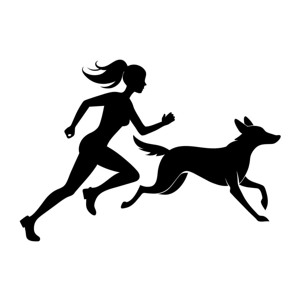 en kvinna med hund illustration vektor