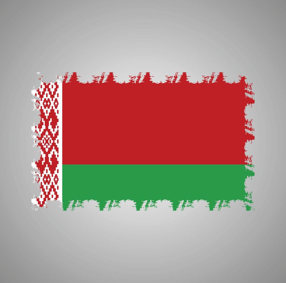 Vitryssland flagga vektor med akvarell borste stil