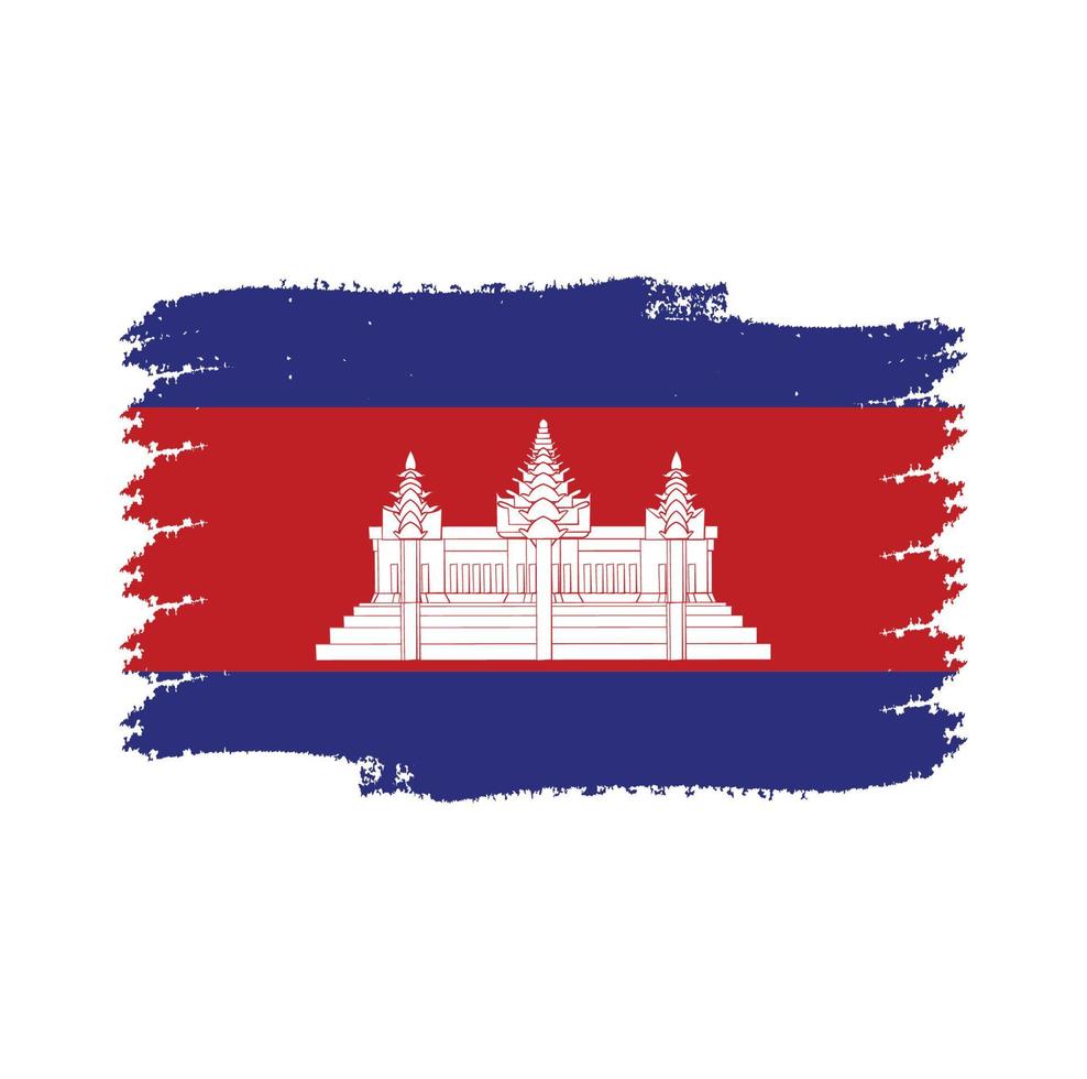 kambodja flagga vektor med akvarell borste stil