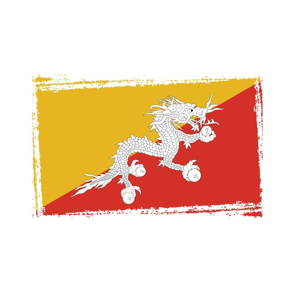 bhutan flagga vektor med akvarell borste stil
