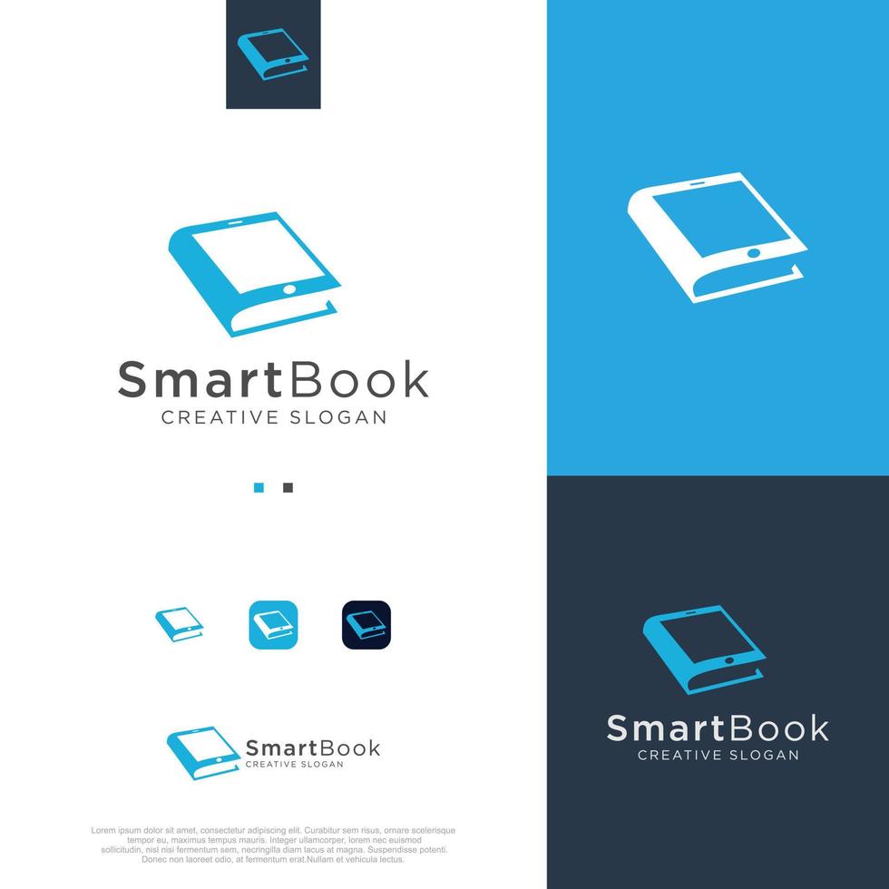 Smart Books Logo Design Illustration. Intelligentes Lernen Bildung Buchladen Shop Vektor-Logo-Design-Vorlage. Telefonbuch-Logo-Design-Illustration vektor